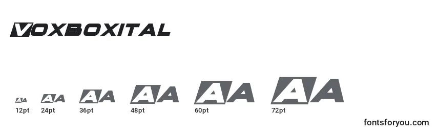 sizes of voxboxital font, voxboxital sizes