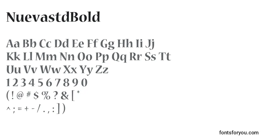A fonte NuevastdBold – alfabeto, números, caracteres especiais