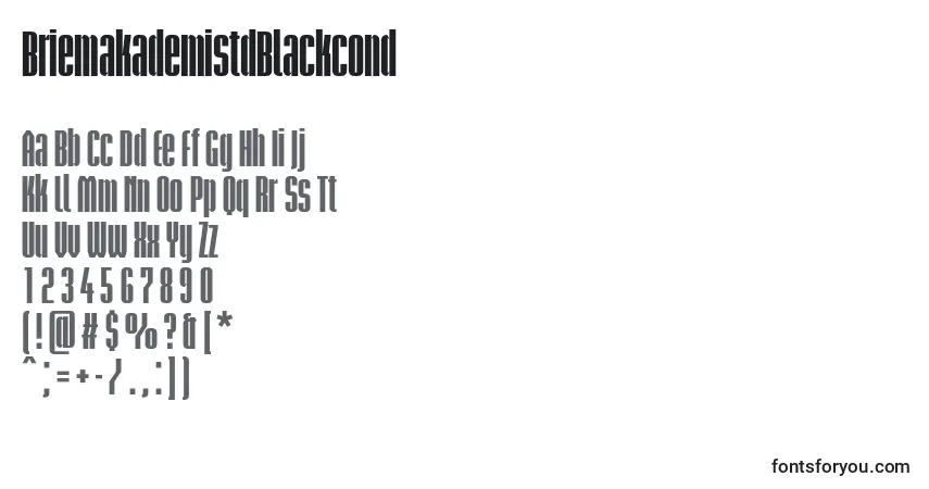 Шрифт BriemakademistdBlackcond – алфавит, цифры, специальные символы