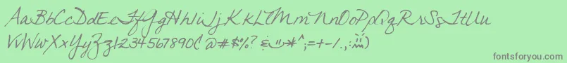 フォントJeana – 緑の背景に灰色の文字