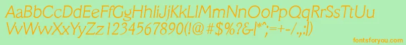 VeracruzserialXlightItalic Font – Orange Fonts on Green Background