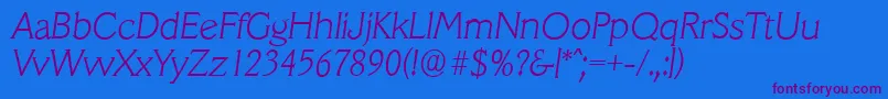 VeracruzserialXlightItalic Font – Purple Fonts on Blue Background