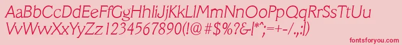 VeracruzserialXlightItalic Font – Red Fonts on Pink Background