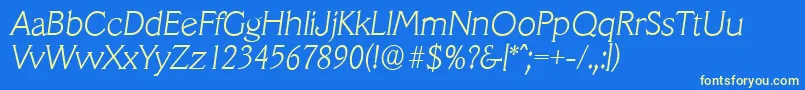 VeracruzserialXlightItalic Font – Yellow Fonts on Blue Background