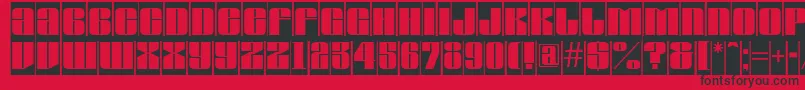 AGlobuscm-Schriftart – Schwarze Schriften auf rotem Hintergrund