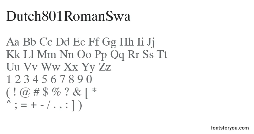 Шрифт Dutch801RomanSwa – алфавит, цифры, специальные символы
