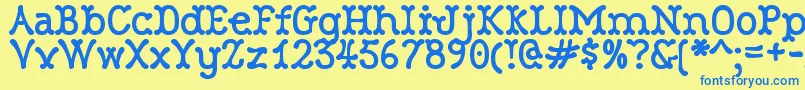 RobinneTruecase Font – Blue Fonts on Yellow Background