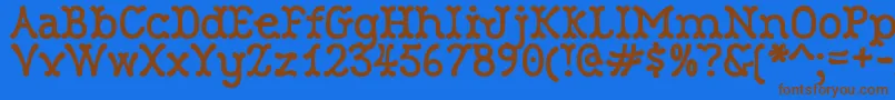 More about RobinneTruecase Font RobinneTruecase Font – Brown Fonts on Blue Background