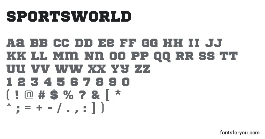 Шрифт SportsWorld – алфавит, цифры, специальные символы