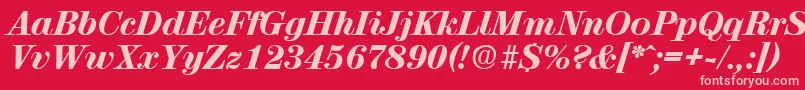 Weitere Informationen zur ValenciaExtraboldita-Schriftart ValenciaExtraboldita-Schriftart – Rosa Schriften auf rotem Hintergrund