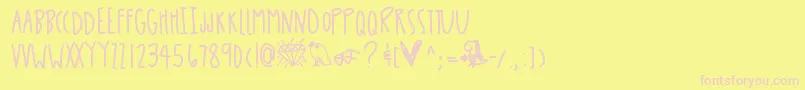 Doodlesoffun-fontti – vaaleanpunaiset fontit keltaisella taustalla