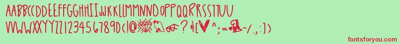 Doodlesoffun-fontti – punaiset fontit vihreällä taustalla