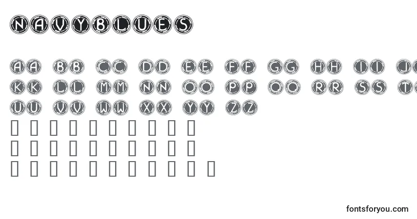 Czcionka Navyblues – alfabet, cyfry, specjalne znaki
