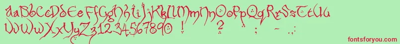 Hobbiton Font – Red Fonts on Green Background