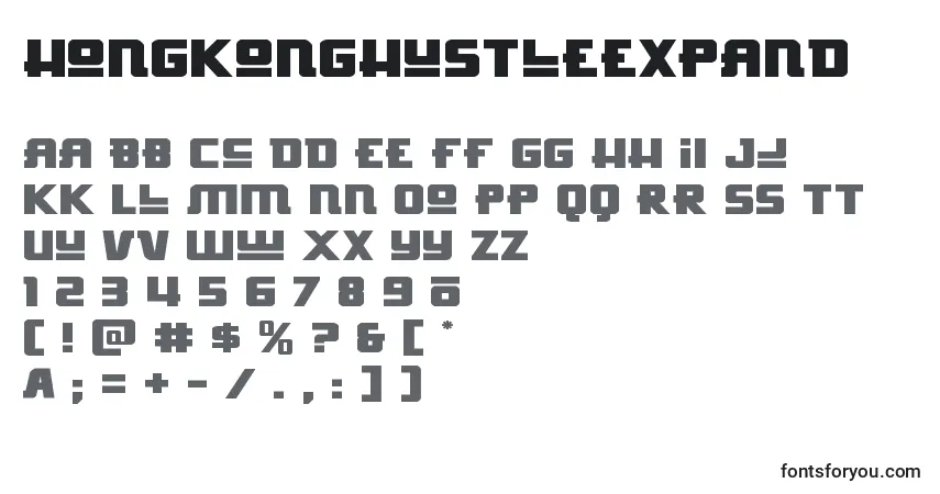 A fonte Hongkonghustleexpand – alfabeto, números, caracteres especiais