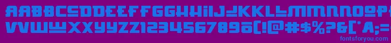 フォントHongkonghustleexpand – 紫色の背景に青い文字