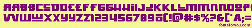 フォントHongkonghustleexpand – 紫色のフォント、黄色の背景
