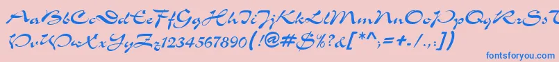 MemoScriptSsi Font – Blue Fonts on Pink Background