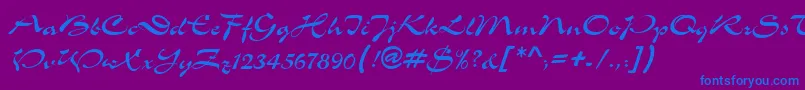 MemoScriptSsi Font – Blue Fonts on Purple Background