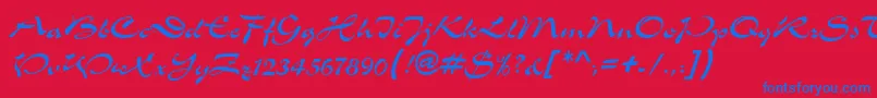 MemoScriptSsi Font – Blue Fonts on Red Background