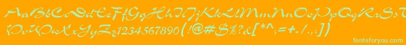 MemoScriptSsi Font – Green Fonts on Orange Background