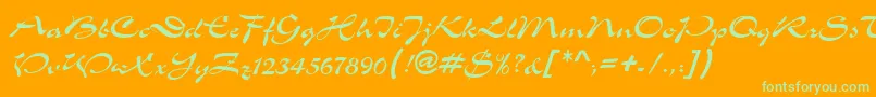 MemoScriptSsi-fontti – vihreät fontit oranssilla taustalla