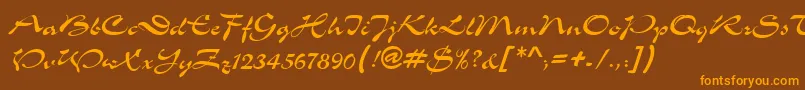 MemoScriptSsi Font – Orange Fonts on Brown Background