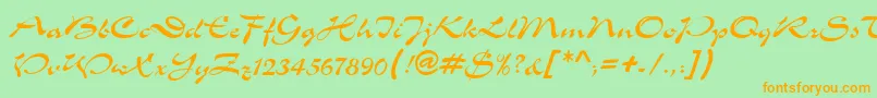 Шрифт MemoScriptSsi – оранжевые шрифты на зелёном фоне