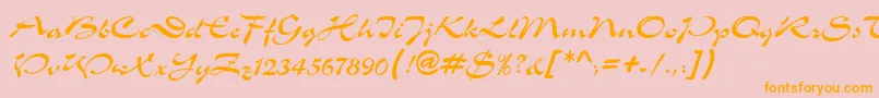 MemoScriptSsi Font – Orange Fonts on Pink Background