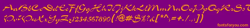 MemoScriptSsi Font – Orange Fonts on Purple Background