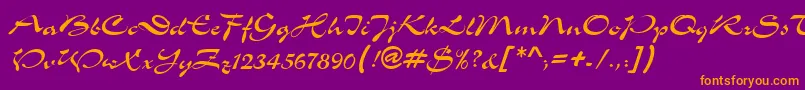 MemoScriptSsi-Schriftart – Orangefarbene Schriften auf violettem Hintergrund