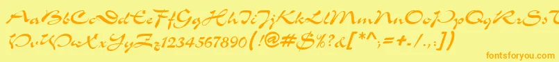 MemoScriptSsi Font – Orange Fonts on Yellow Background