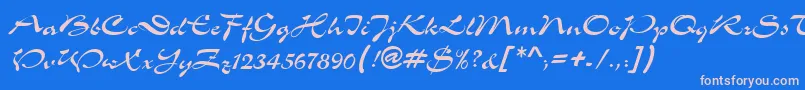MemoScriptSsi Font – Pink Fonts on Blue Background