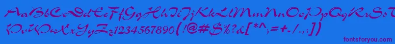 MemoScriptSsi Font – Purple Fonts on Blue Background