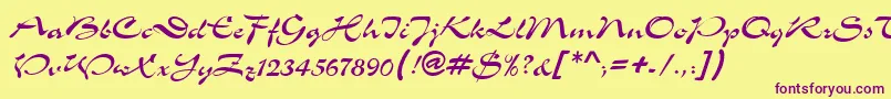 MemoScriptSsi Font – Purple Fonts on Yellow Background