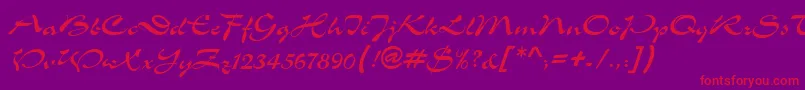 MemoScriptSsi-fontti – punaiset fontit violetilla taustalla