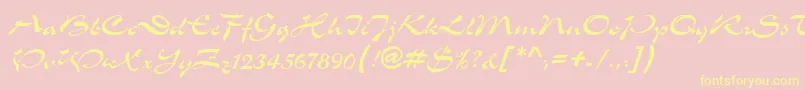 MemoScriptSsi Font – Yellow Fonts on Pink Background