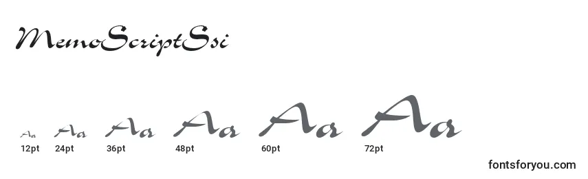 Размеры шрифта MemoScriptSsi