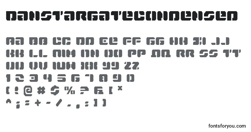 A fonte DanStargateCondensed – alfabeto, números, caracteres especiais