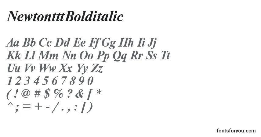 Czcionka NewtontttBolditalic – alfabet, cyfry, specjalne znaki