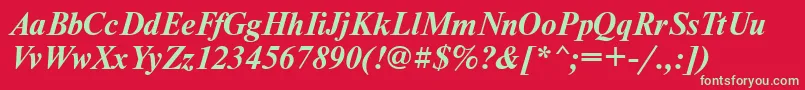 Fonte NewtontttBolditalic – fontes verdes em um fundo vermelho