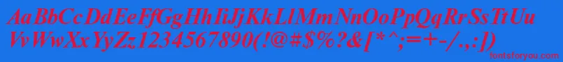 NewtontttBolditalic Font – Red Fonts on Blue Background