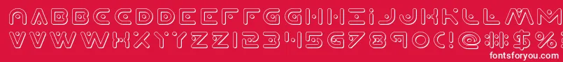Planetx3D-Schriftart – Weiße Schriften auf rotem Hintergrund