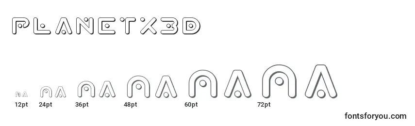 Размеры шрифта Planetx3D