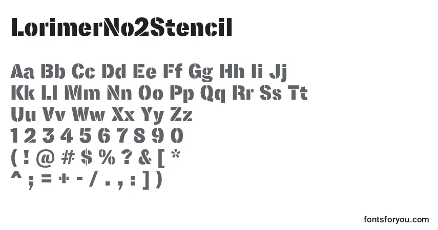 LorimerNo2Stencil-fontti – aakkoset, numerot, erikoismerkit