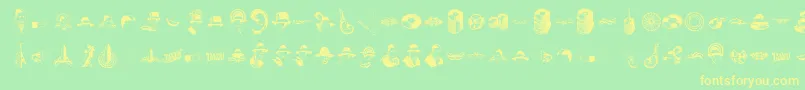 フォントSlgardel – 黄色の文字が緑の背景にあります