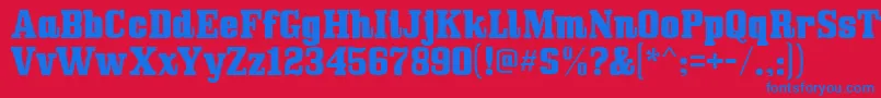 Fonte Bullpen – fontes azuis em um fundo vermelho
