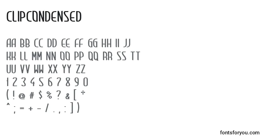 Шрифт ClipCondensed – алфавит, цифры, специальные символы