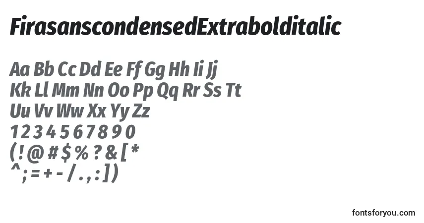 Шрифт FirasanscondensedExtrabolditalic – алфавит, цифры, специальные символы