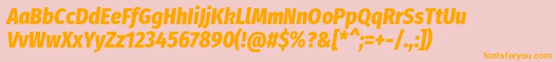 FirasanscondensedExtrabolditalic-Schriftart – Orangefarbene Schriften auf rosa Hintergrund